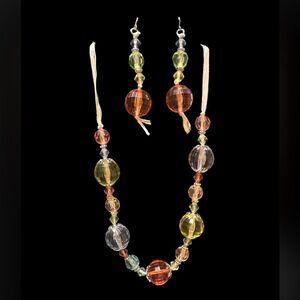 Iridescent beaded necklace & earring set